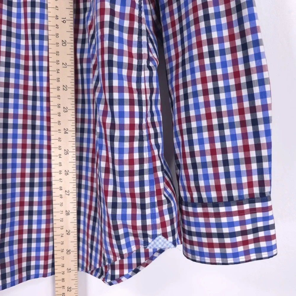 BANANA‎ REPUBLIC 120s SUPIMA COTTON GRANT FIT Plaid Multi Button up Shirt LARGE